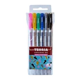 LAPICERA GEL BRILLANTINA X6 COLORES TEORIA