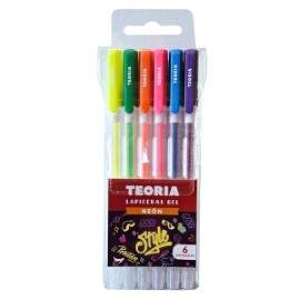LAPICERA GEL NEON FLUO X6 COLORES TEORIA