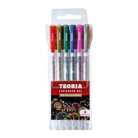 LAPICERA GEL METALICO X6 COLORES TEORIA