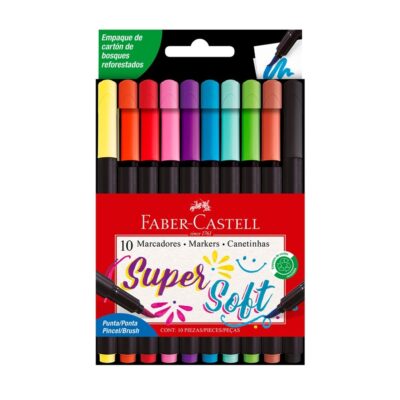 MARCADORES FABER CASTELL SUPER SOFT PUNTA PINCEL X 10