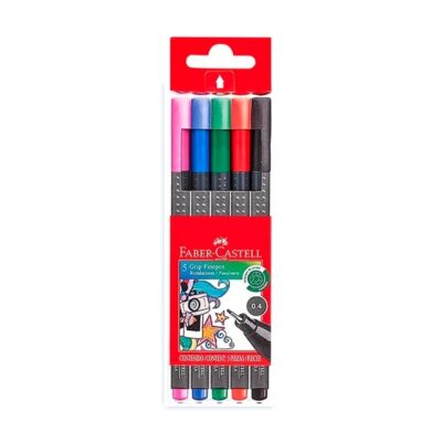 MARCADOR FABER GRIP FINEPEN 0.4 MM X5 CLASICOS