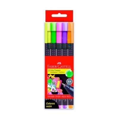 MARCADOR FABER GRIP FINEPEN 0.4 MM X5 NEON