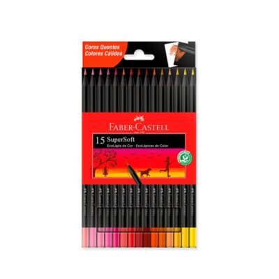 LÁPICES DE COLORES FABER SUPER SOFT X 15 CALIDOS