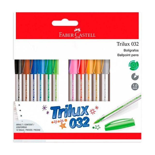 BOLÍGRAFO FABER TRILUX COLORES X 12 COLORES
